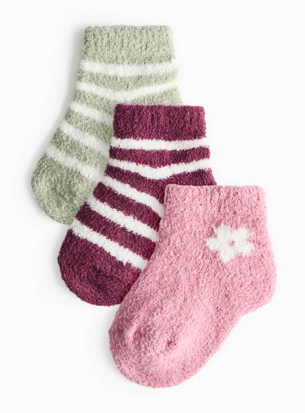 Floral & Stripe Cosy Socks 3 Pack  1-6 months